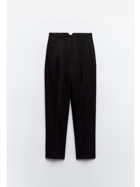 Zara Black High-Waist Tapered Trousers